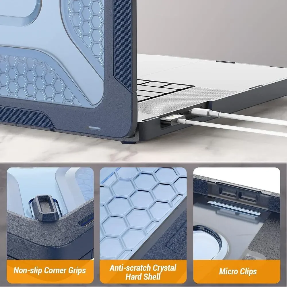 SEYMAC Stock Case For MacBook Pro 16 Inch, Shock-Absorbing Protection With-Blue